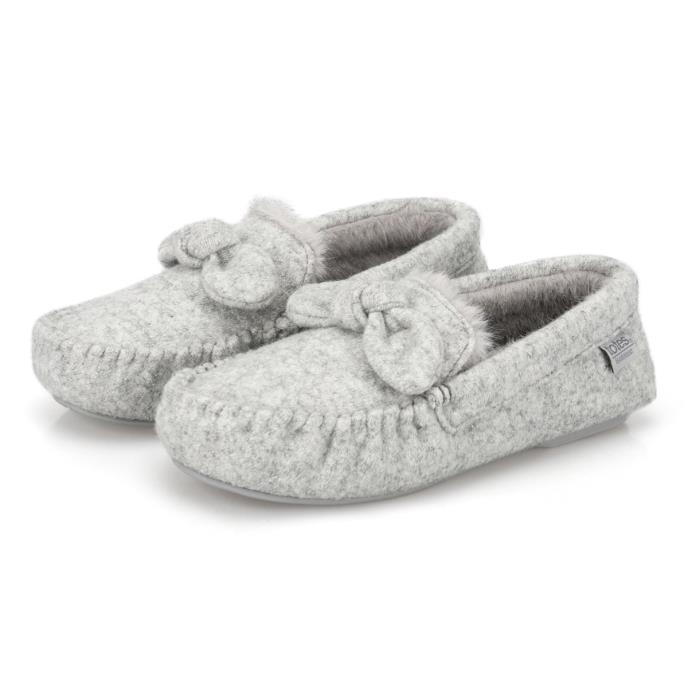 Isotoner® Ladies Brushed Marl Moccasin Slippers Grey  Extra Image 1